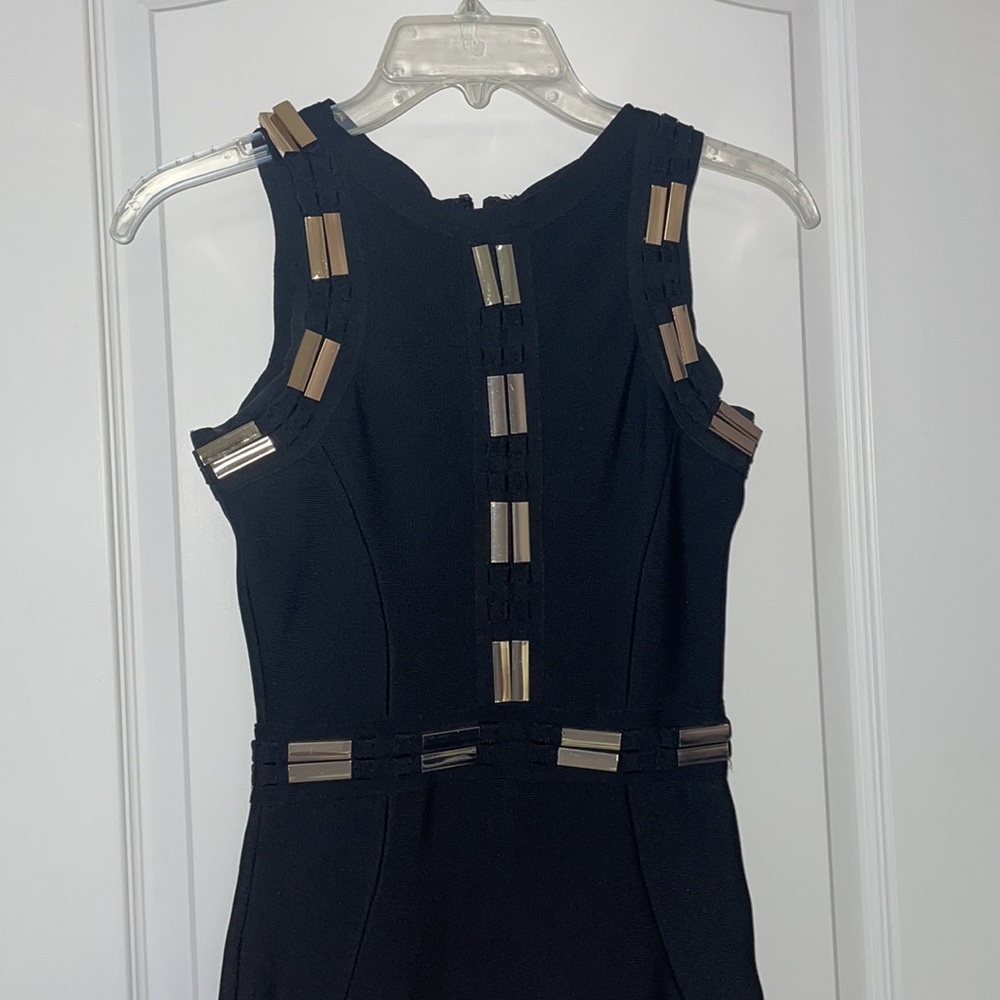 Bandage Dress! Black with Gold Metal!